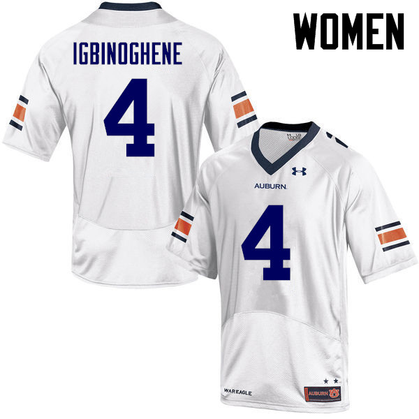 Women Auburn Tigers #4 Noah Igbinoghene College Football Jerseys-White